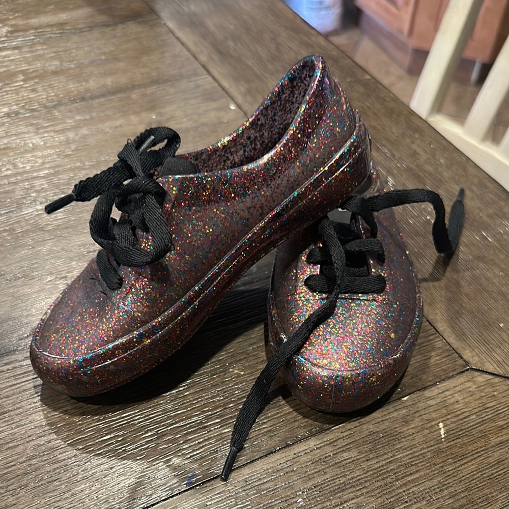 Mini Melissa Multicolor Glitter Sneakers with Black Laces